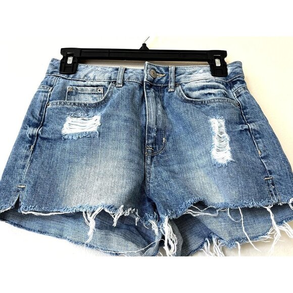 H&M Divided Light Wash Blue Denim Distressed Jean Shorts 6 - Picture 1 of 7